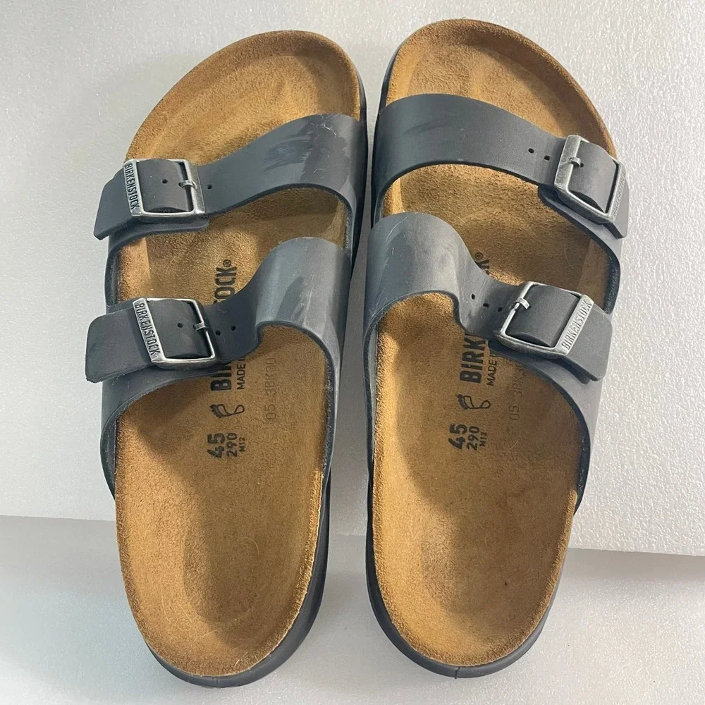 Birkenstock Arizona CT M Black Waxy Leather Sandals Mens 12 Regular 1018461